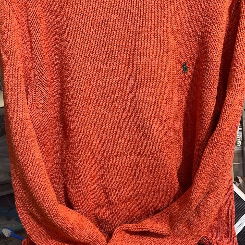 Polo by Ralph Lauren Orange Knitted Sweatshirt - Size Large